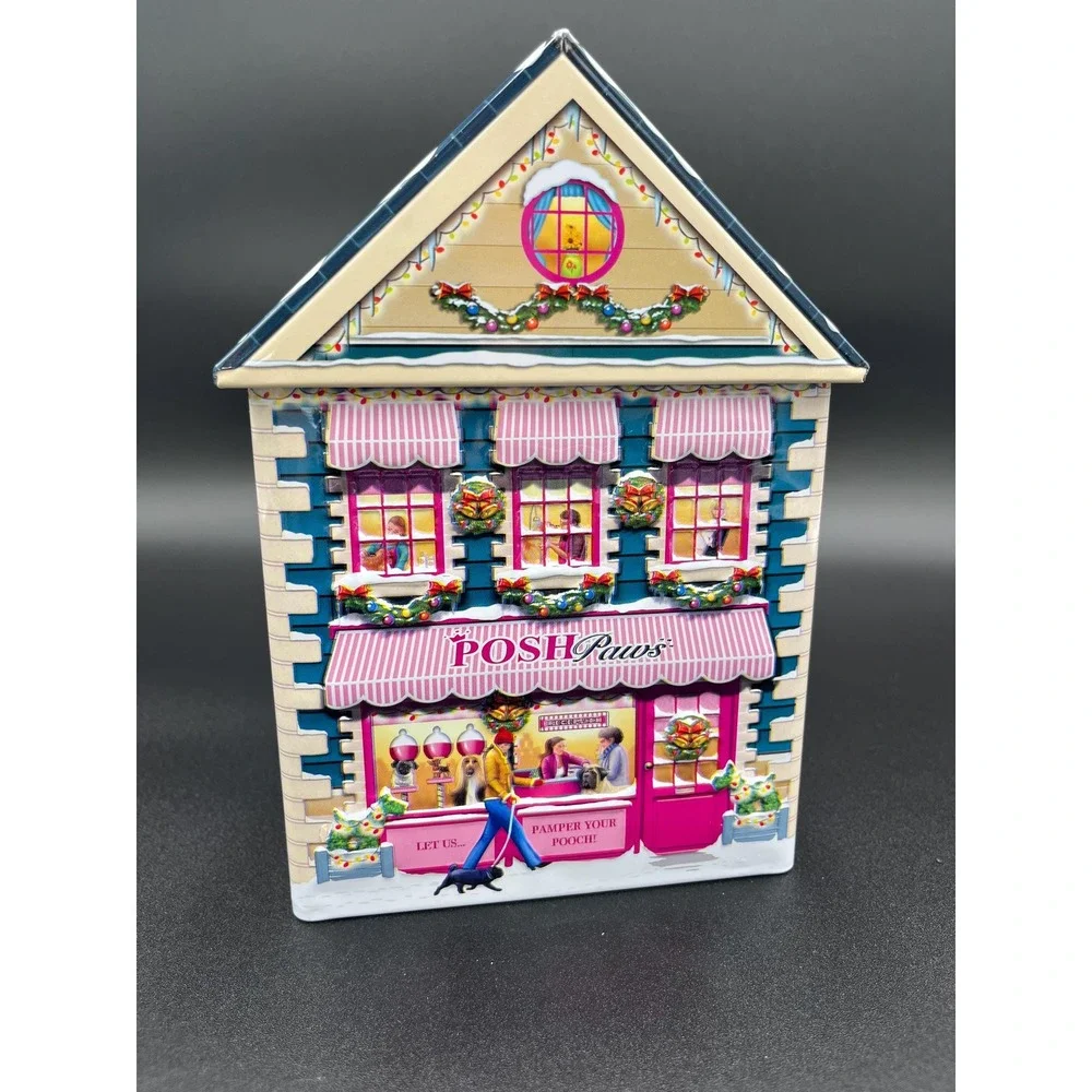 Vintage Harry London Christmas Village Tin: Posh Paws Holiday Decor